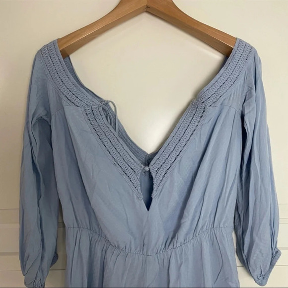 Bardot light blue off the shoulder romper playsuit  9613 - Picture 7 of 11